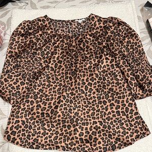 Pleione Leopard Print Blouse - Black and Brown